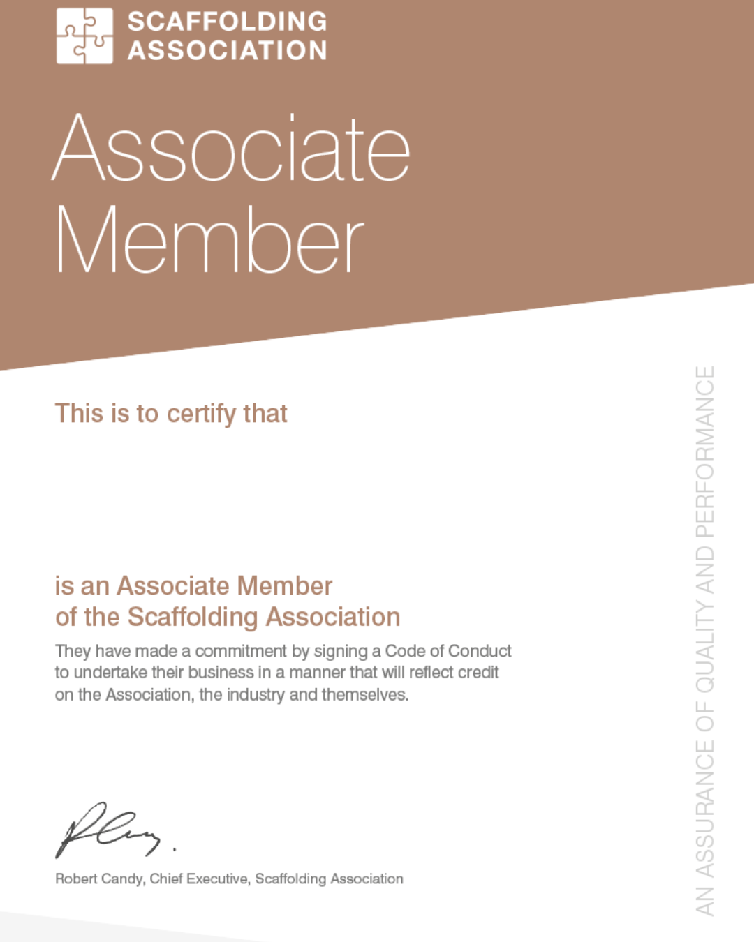 Scaffolding Association certificate