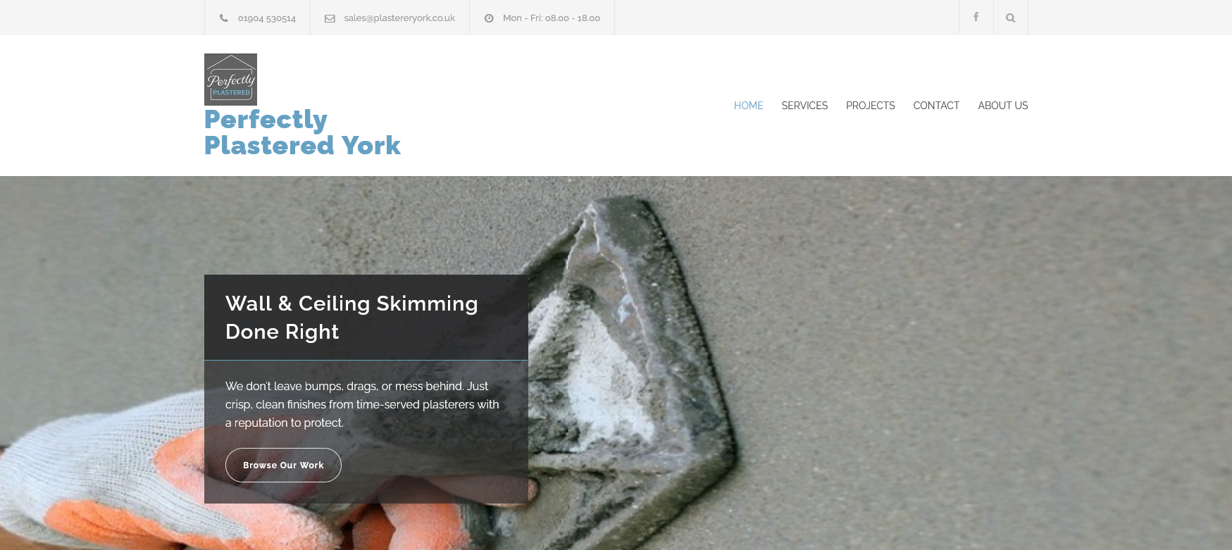 Perfectly Plastered York Website Screenshot 001