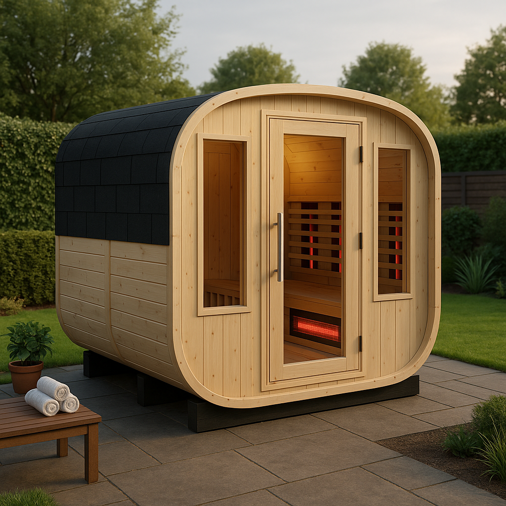 CenturaHeat 4-6 Person Outdoor Cube Sauna – Hybrid Infrared-Steam Sauna