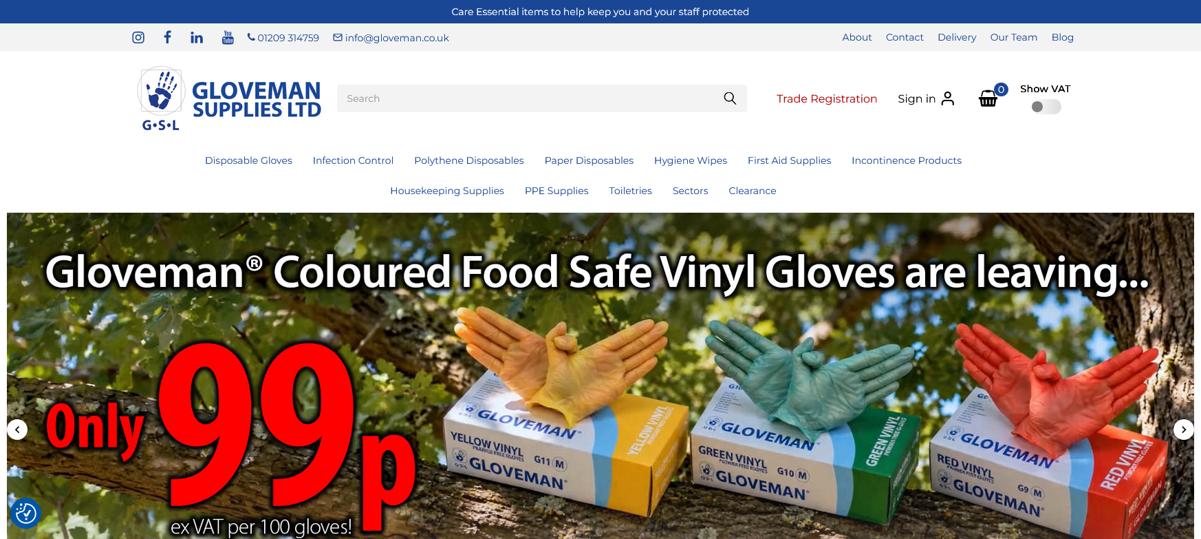 Gloveman Supplies Ltd Website Screenshot 001