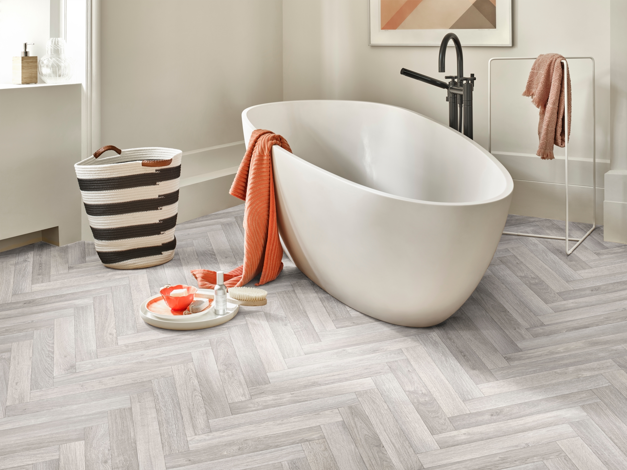 Herringbone Grey Vinyl Flooring