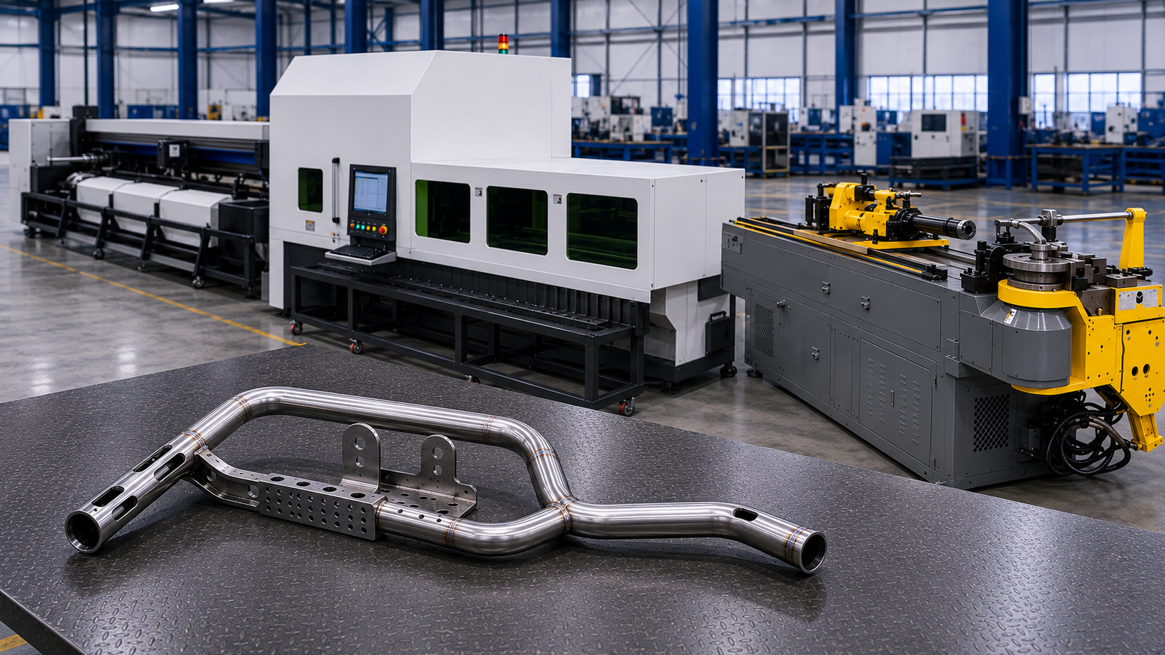 Tube laser and bending machine in a factory