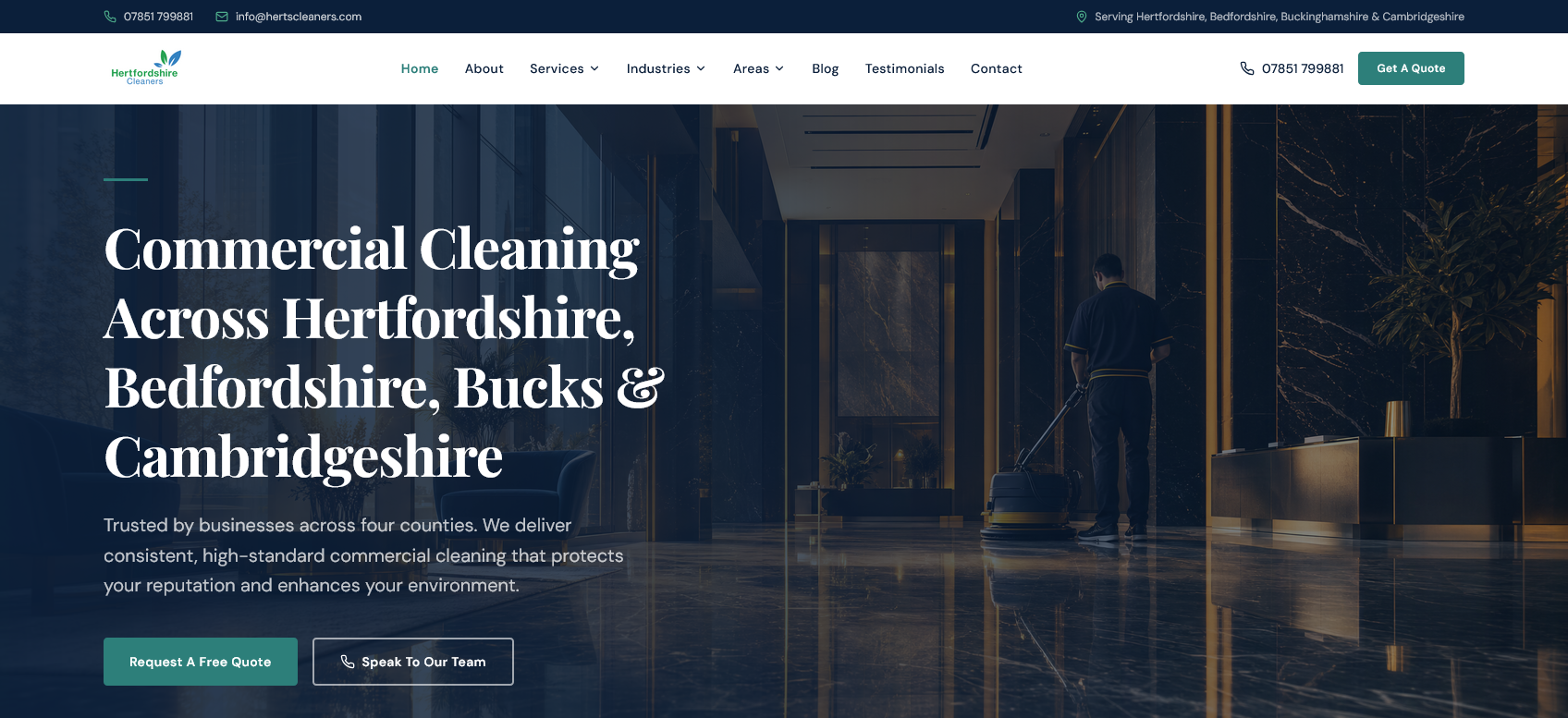 Hertfordshire Cleaners website Screenshot 001