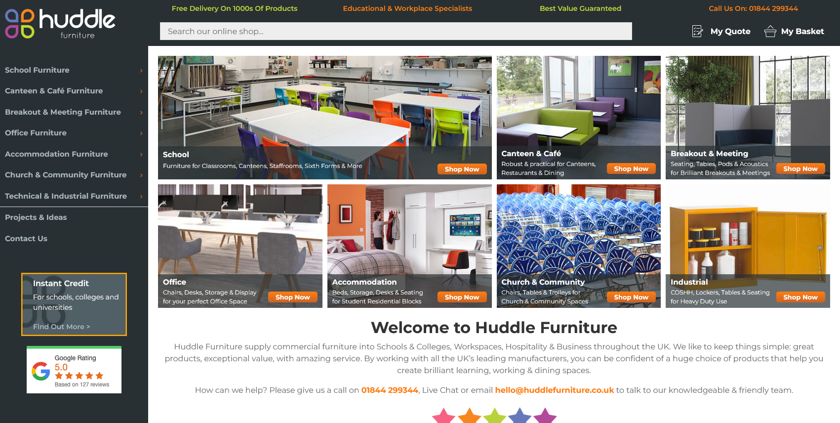 Huddle Furniture Ltd Website Screenshot 001