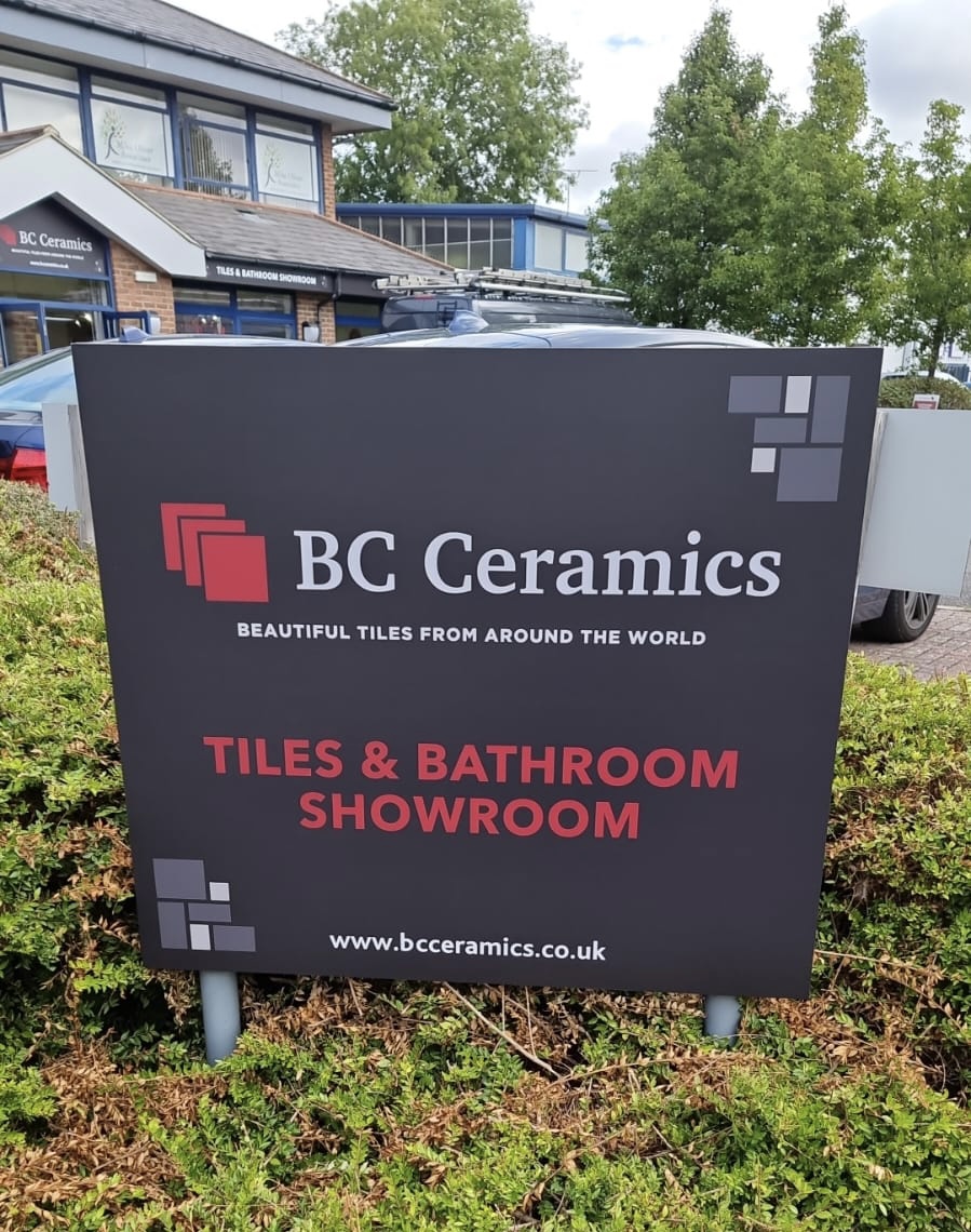 Outdoor sign mounted on poles