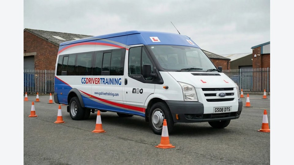GS Driver Training minibus used for Category D1 course information.
