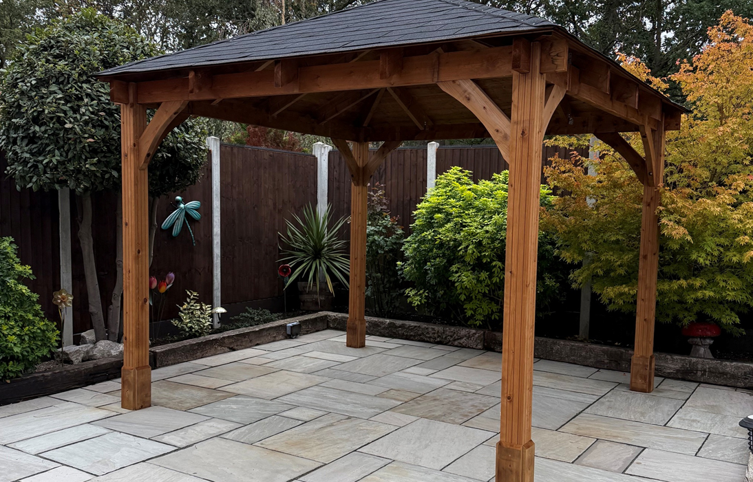A New Garden Gazebo with Shingle Roof