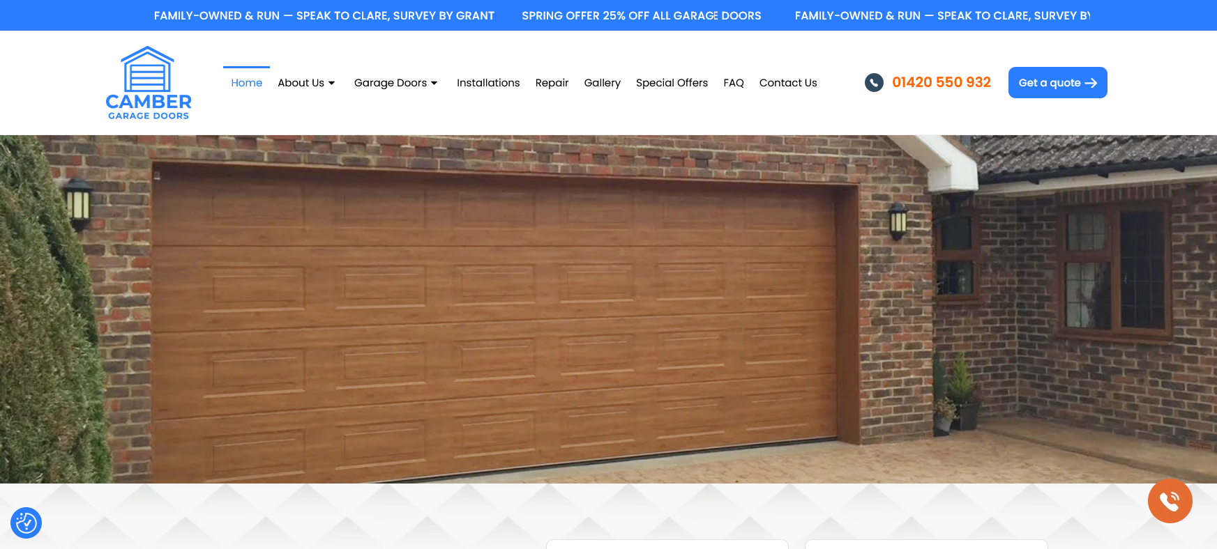 Camber Garage Doors Website Screenshot 001
