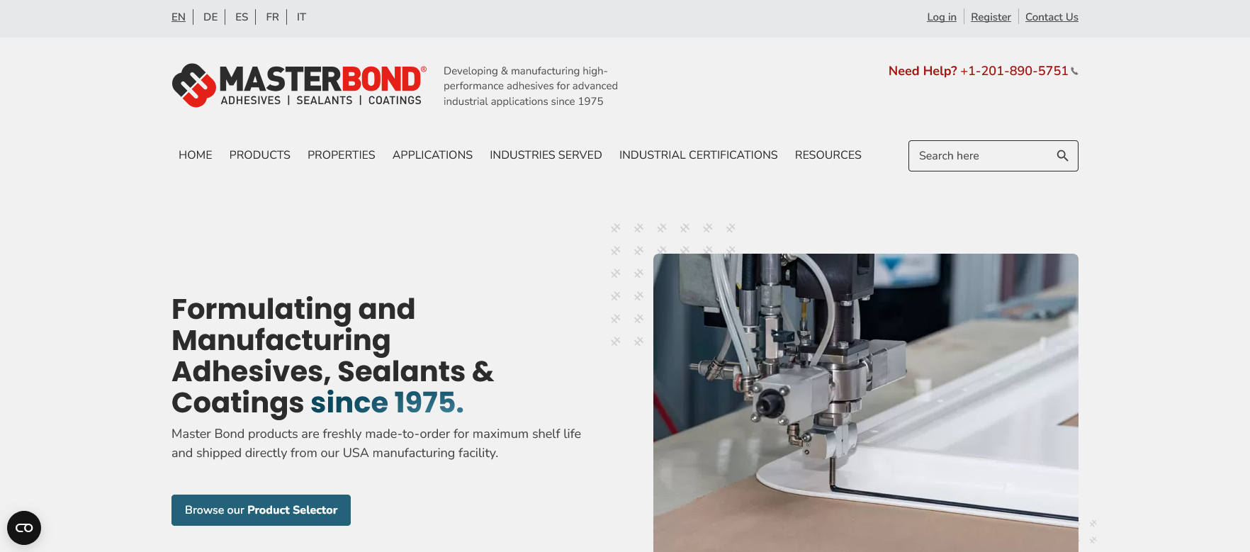 Master Bond Inc Website Screenshot 001