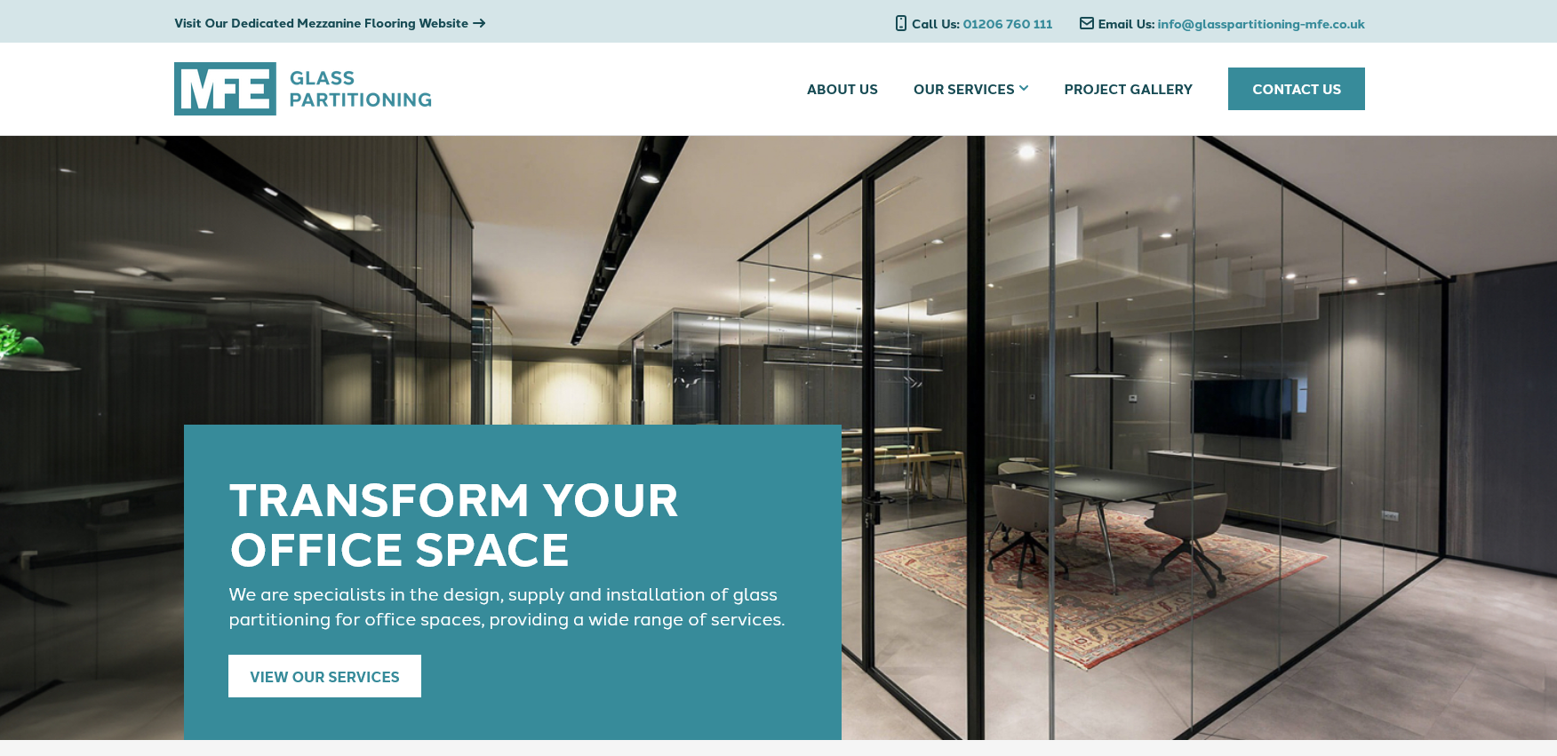 MFE Glass Partitioning Website Screenshot 001