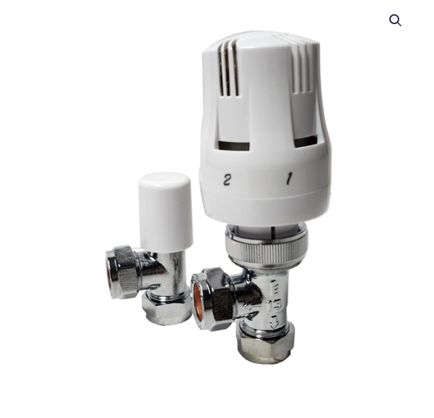 Angled TRV Thermostatic Radiator Set (Chrome) 1/2″ x 15mm