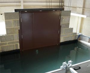 Flood Doors Use Von Duprin Escape Hardware