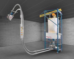 Bulk bag weigh batching system with integral tubular cable conveyor