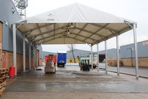 Bespoke canopy shelters employees from the winter weather