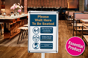 Elegant & easy to understand - Social distancing signage can help welcome custgomers safely back to your business