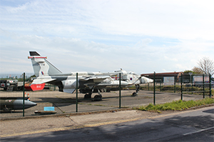 V mesh fencing secures an RAF heritage museum