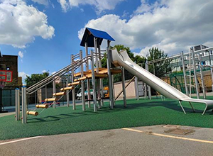 New play area at a school in South London.