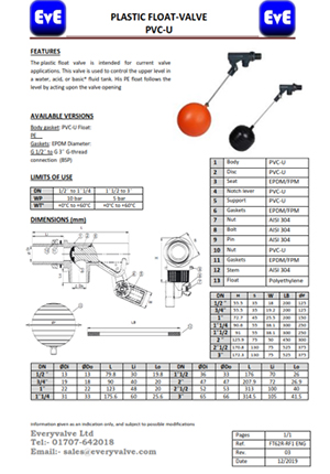 Plastic Float-Valve PVC-U