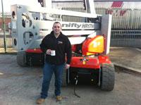 Jason Dalmas, MD and part owner (with Gary Smith) of Bella Access, takes a well earned break after unloading the latest addition to their expanding access fleet, two Niftylift Height Rider 17 narrows (HR17N).