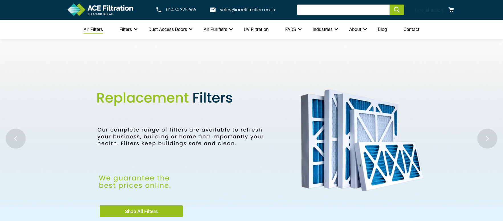 ACE Filtration Ltd Website Screenshot 001