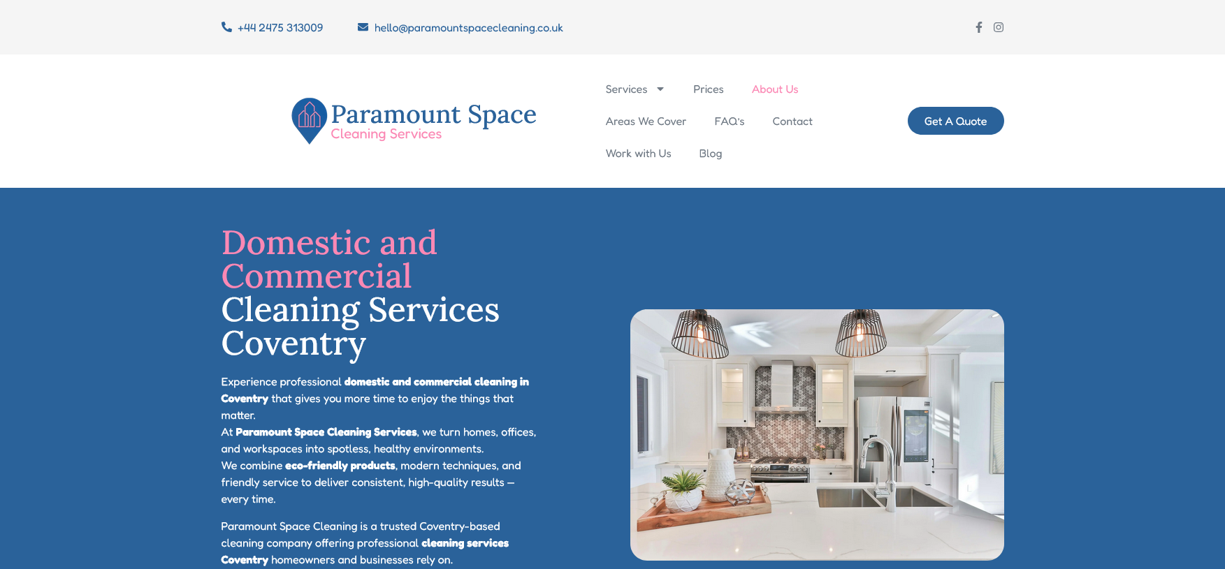 Paramount Space Cleaning Services Website Screenshot 001