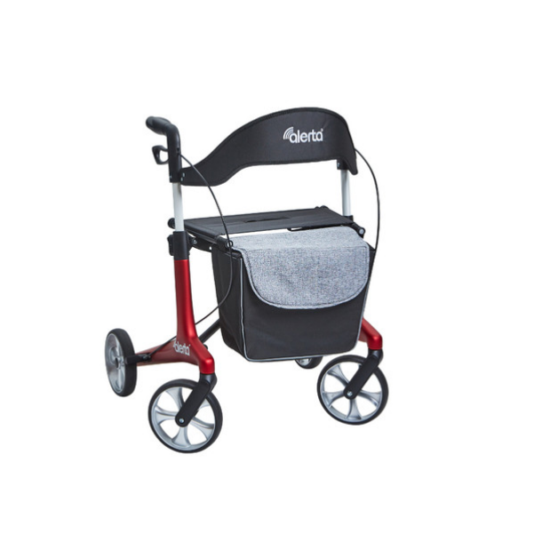 Alerta Four Wheeled Carbon Ultra-Lite Rollator, LOW SEAT- Satin Red