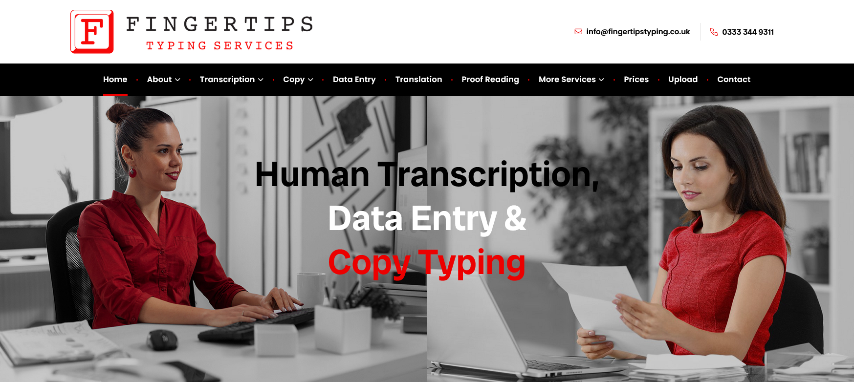 Fingertips Typing Services Ltd Website Screenshot 001