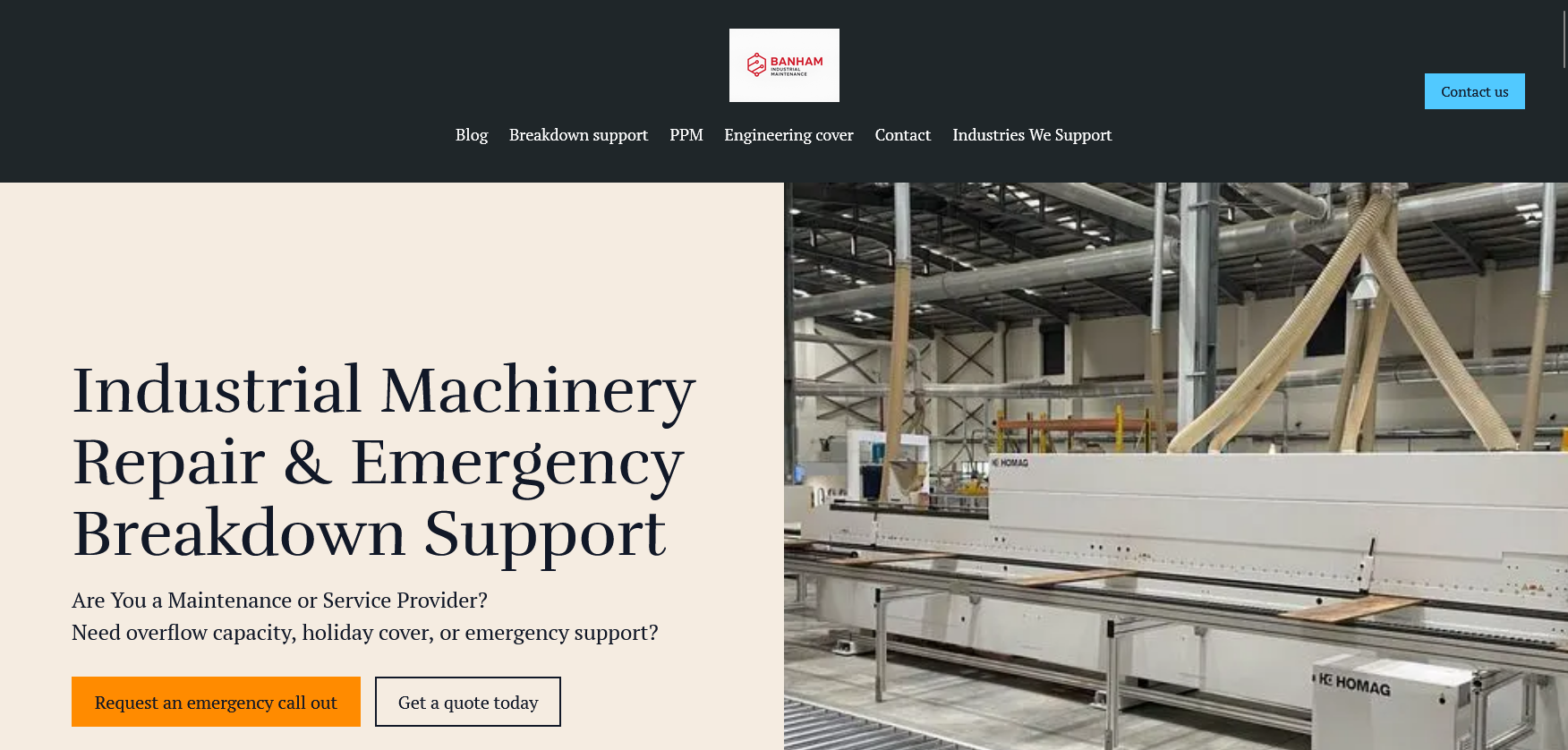 Banham Industrial Maintenance Website Screenshot 001