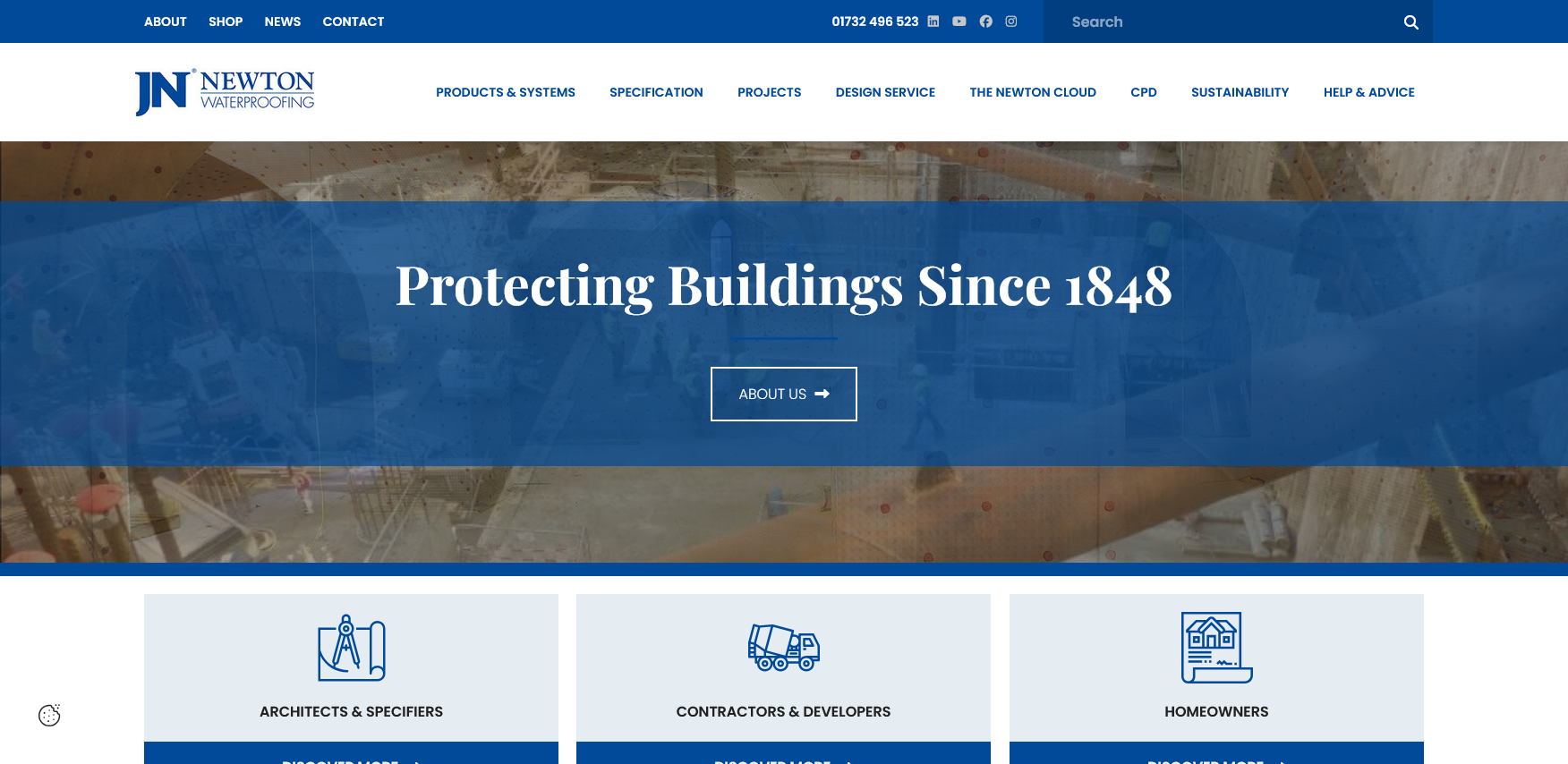 Newton Waterproofing Website Screenshot 001