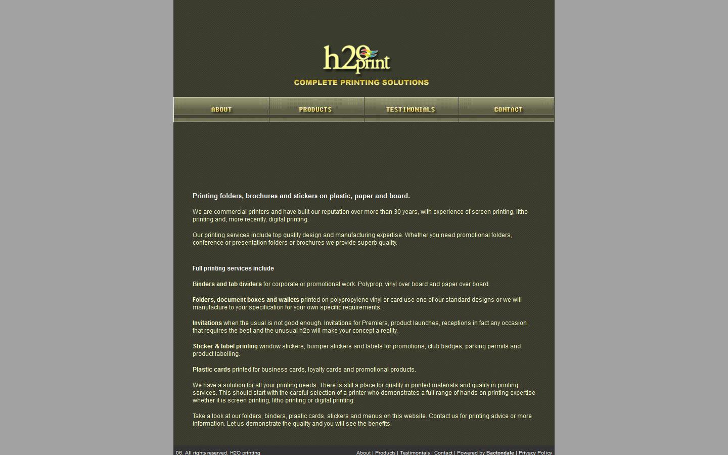 H 2 O Print Website