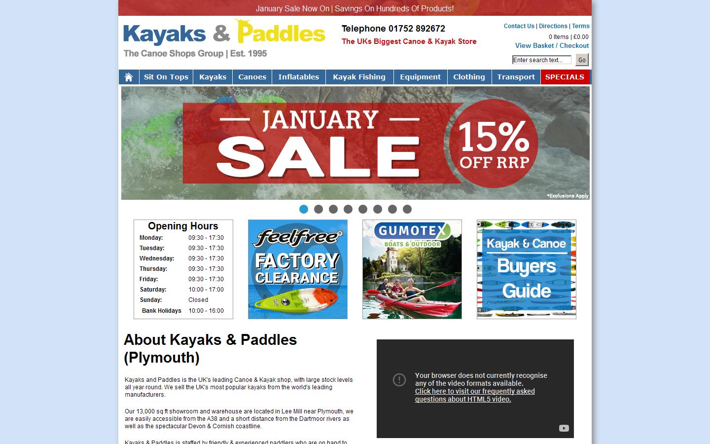 Kayaks & Paddles Website