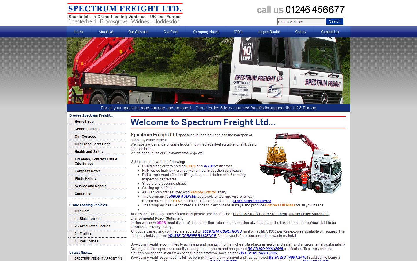 Spectrum Freight Ltd Website
