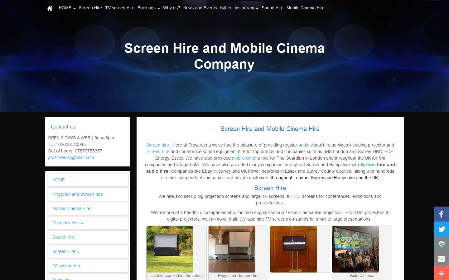Proscreens Website