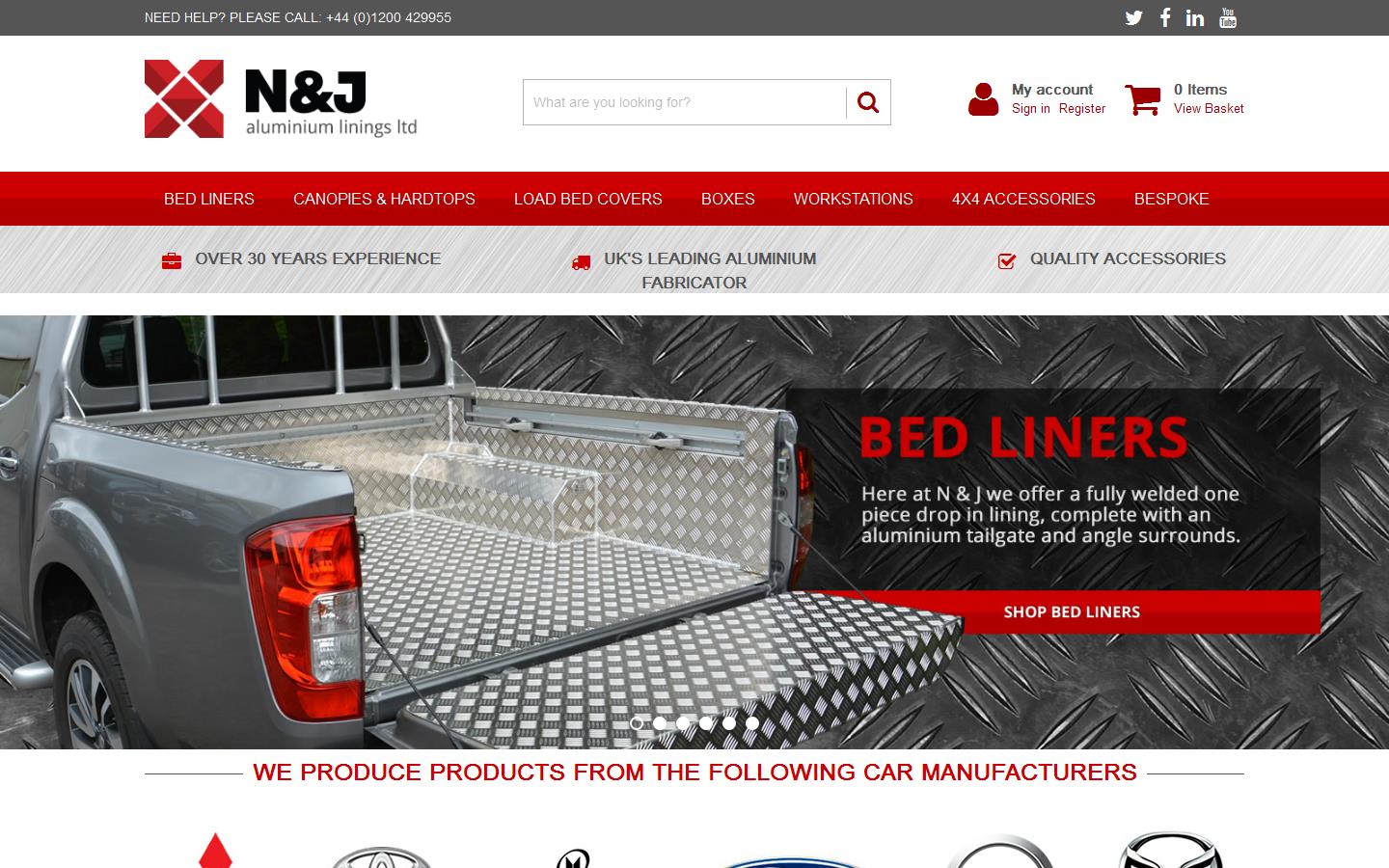 N & J Aluminium Linings Ltd Website