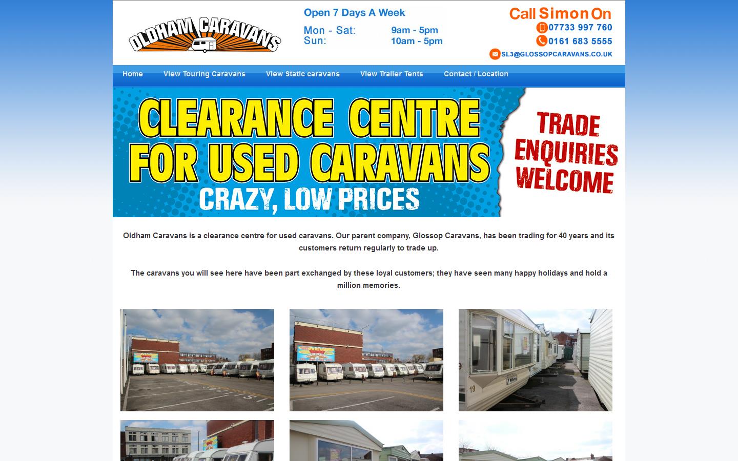 Oldham Caravans Website