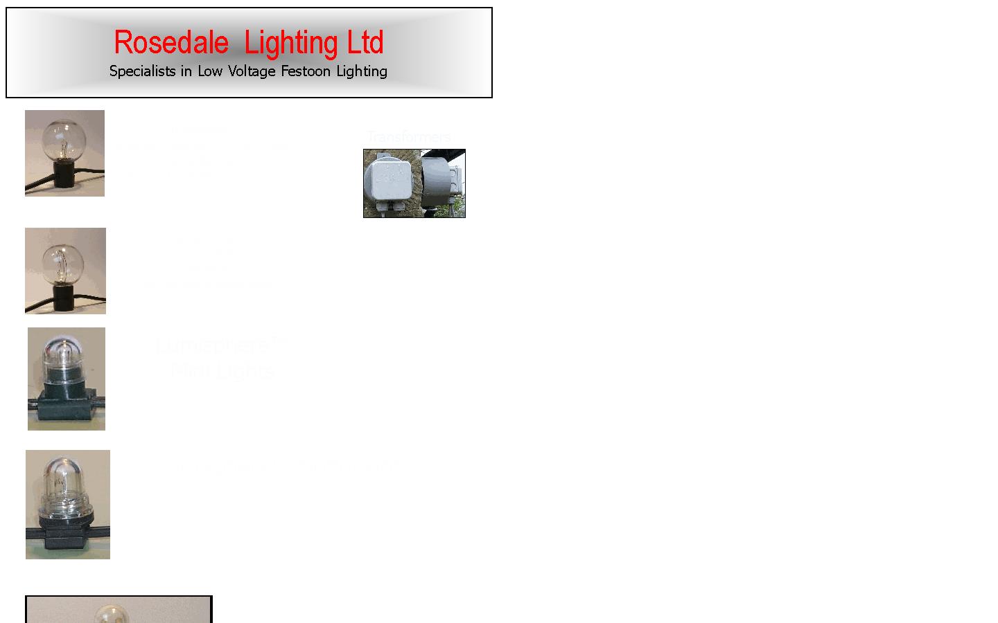 Rosedale Lighting Ltd Website