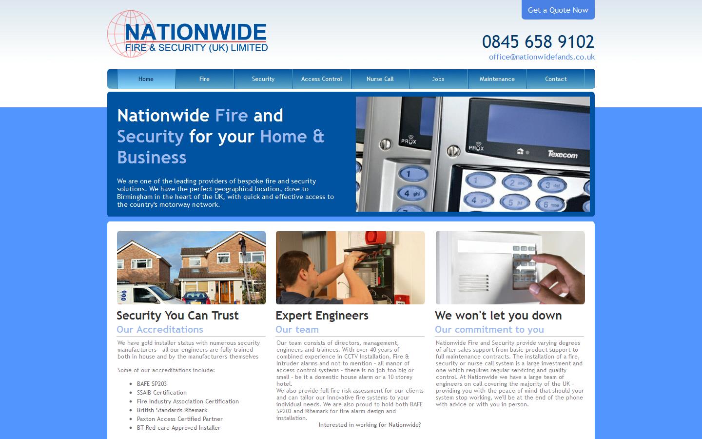 Nationwide Fire & Security UK Ltd Website