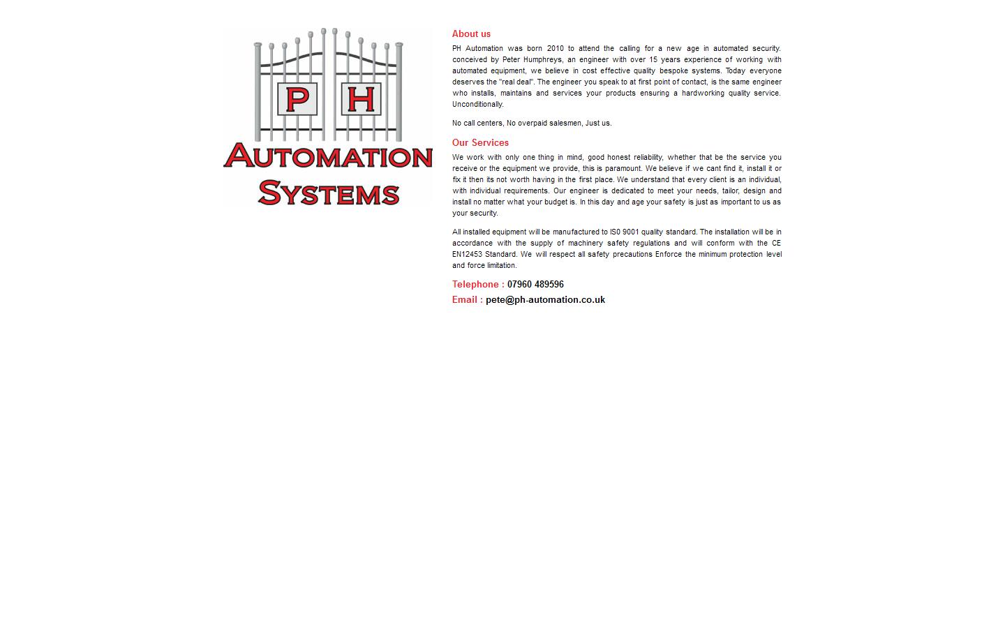 P H Automation Systems Website