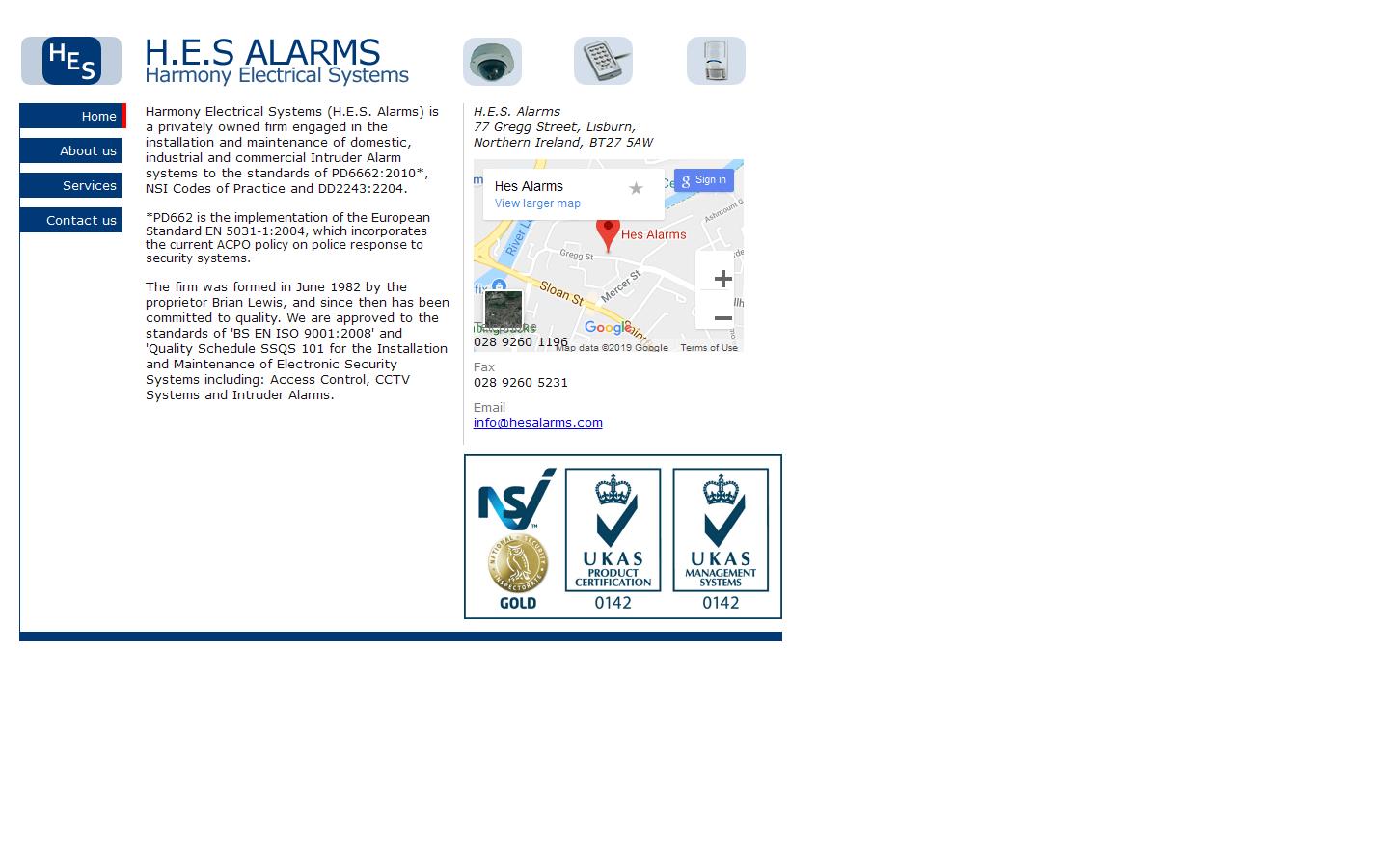 H E S Alarms Website