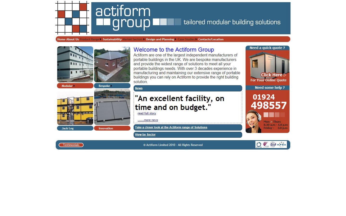 Actiform Hire Ltd Website