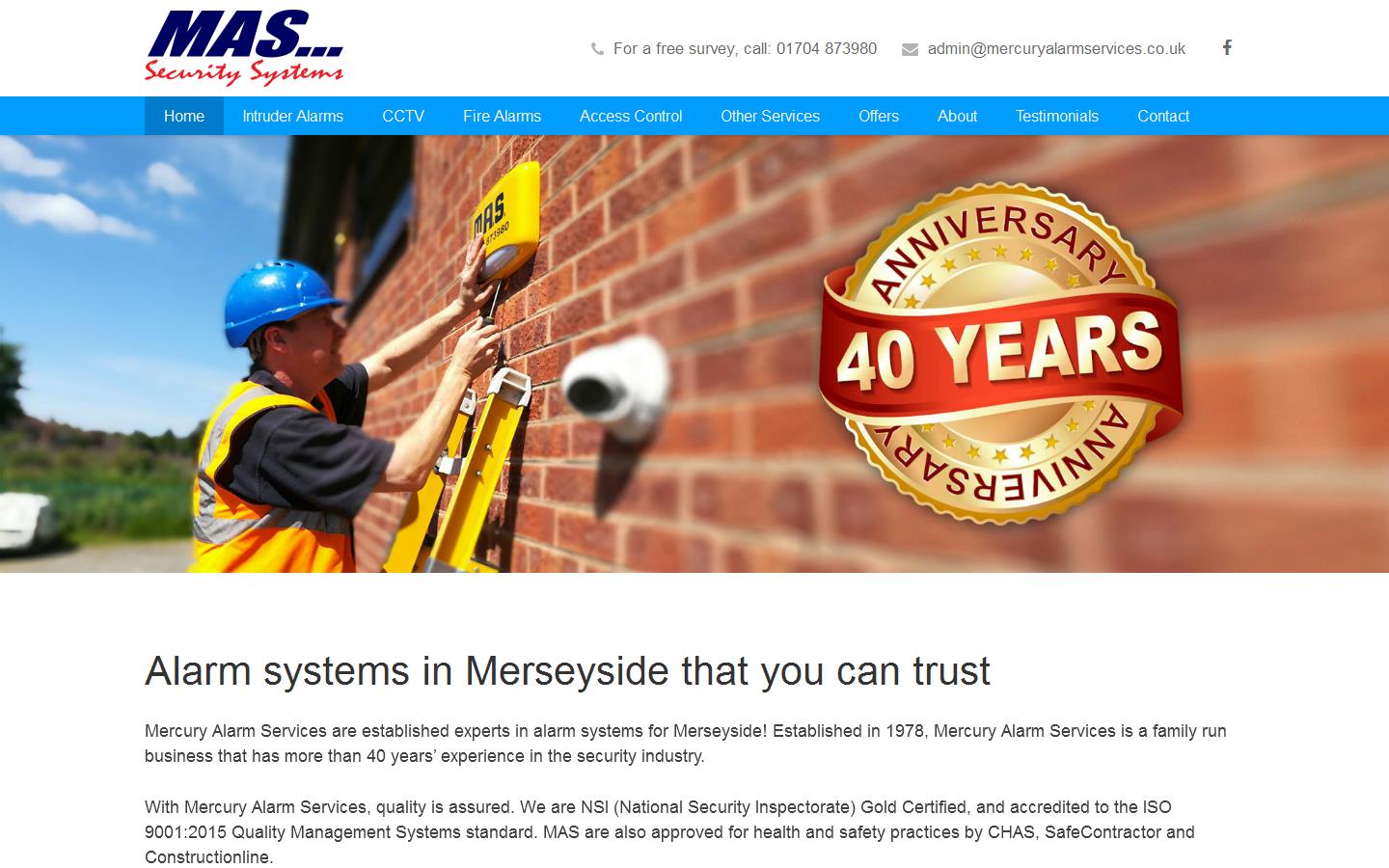 M A S Security Systems Website