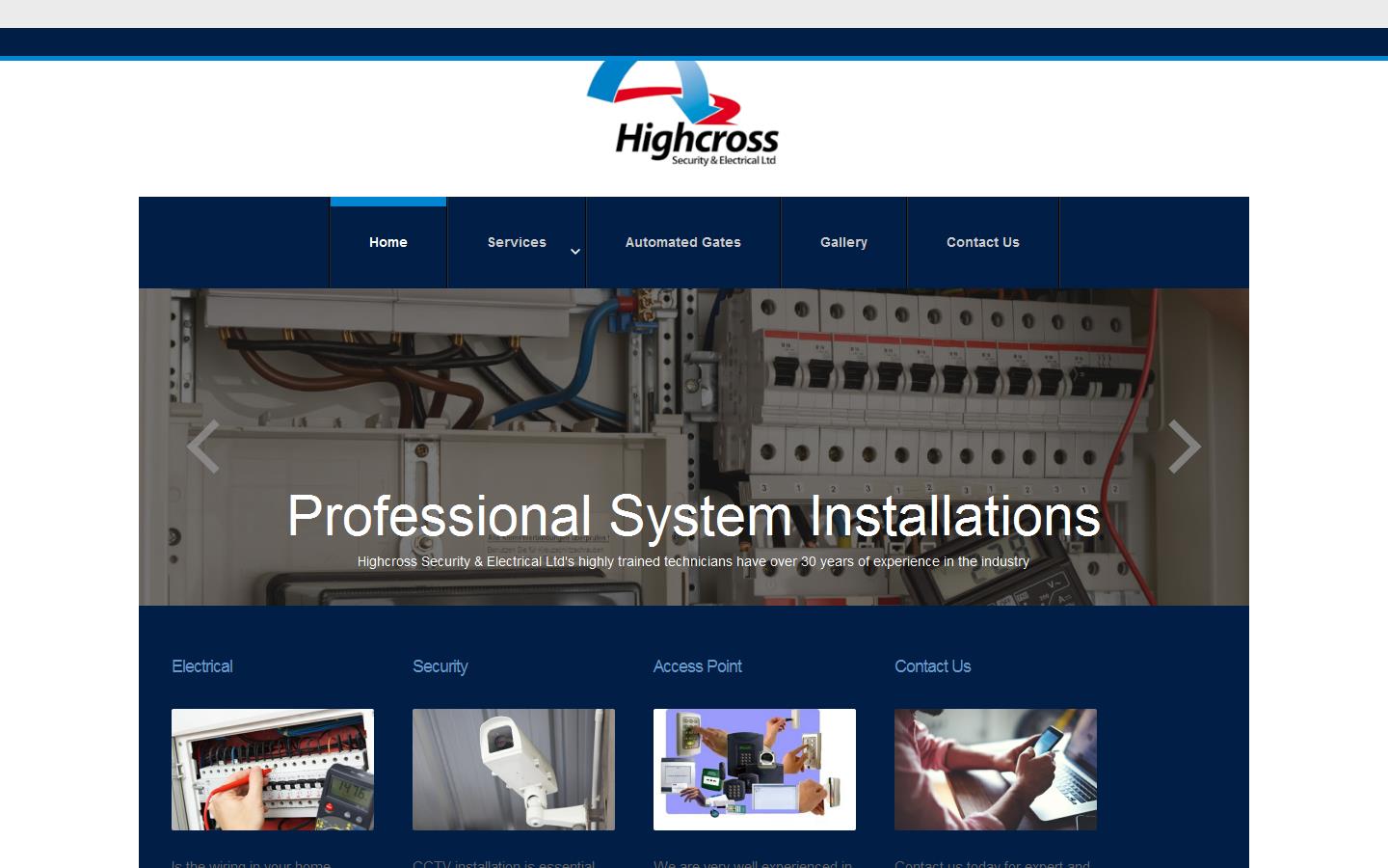 Highcross Security & Electrical Ltd Website