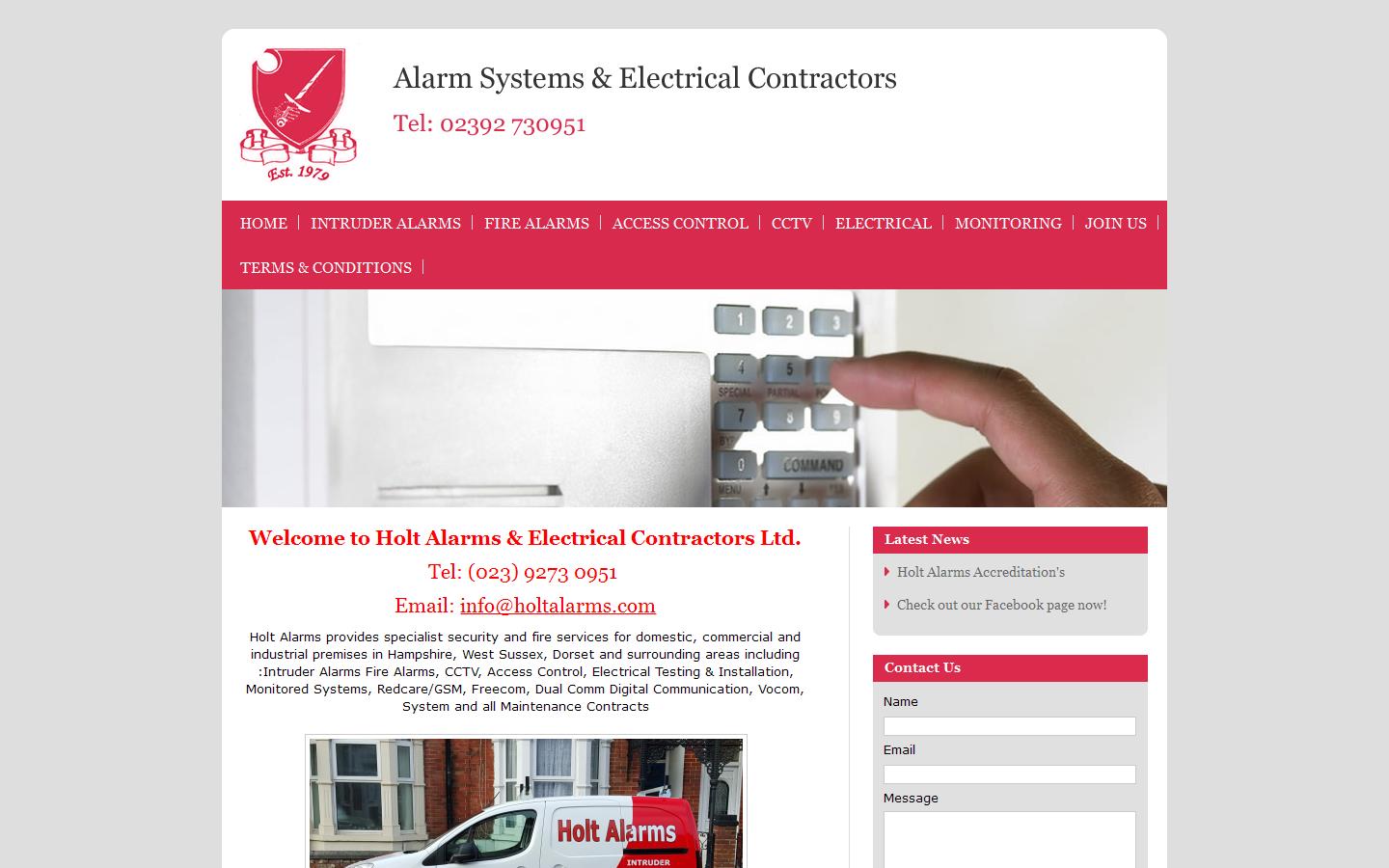Holt Alarms & Electrical Contractors Website