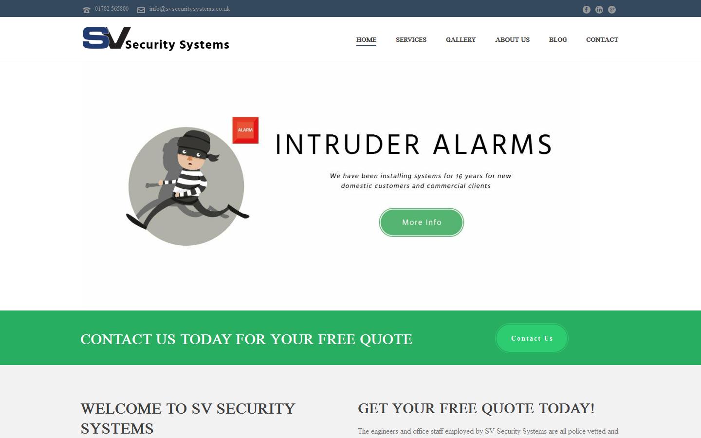 S V Security Systems Website