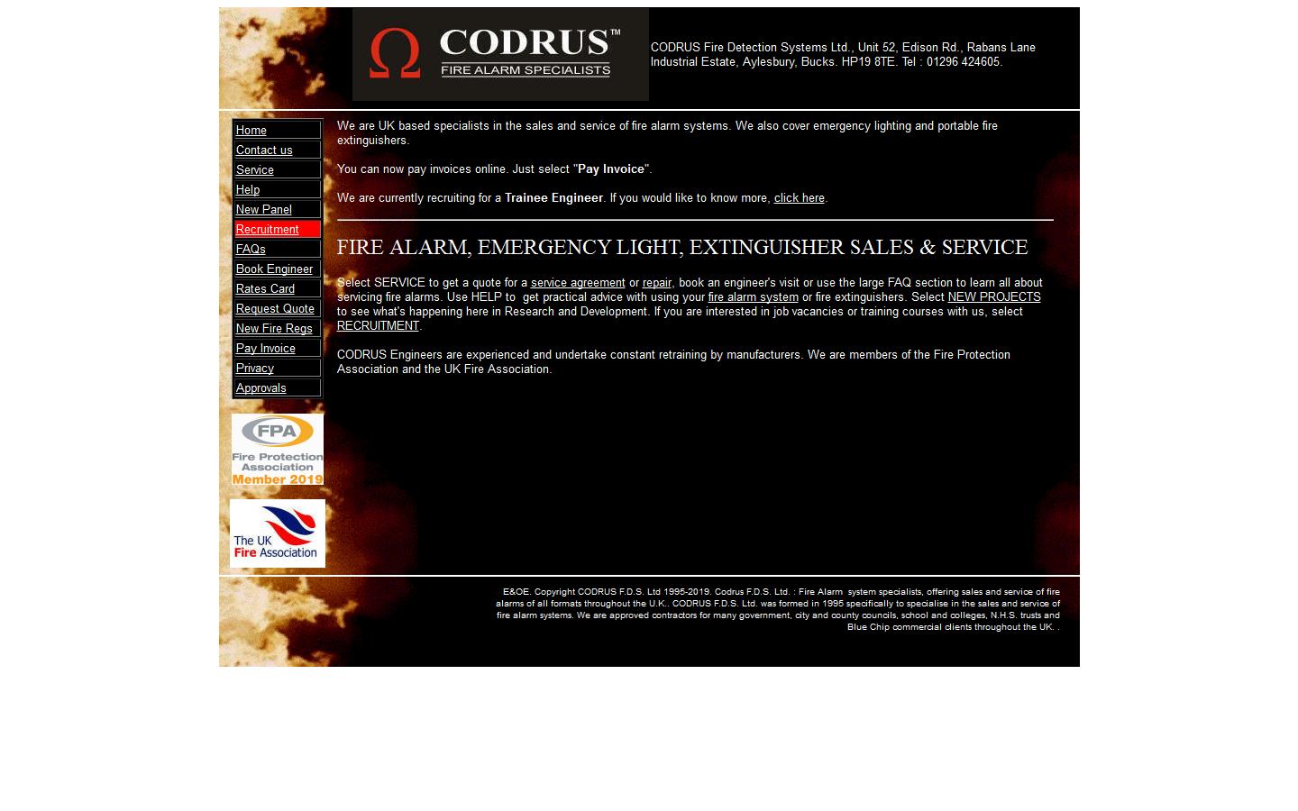 Codrus Fire Alarm Specialists Website