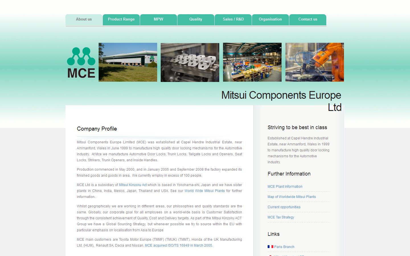 Mitsui Components Europe Ltd Website
