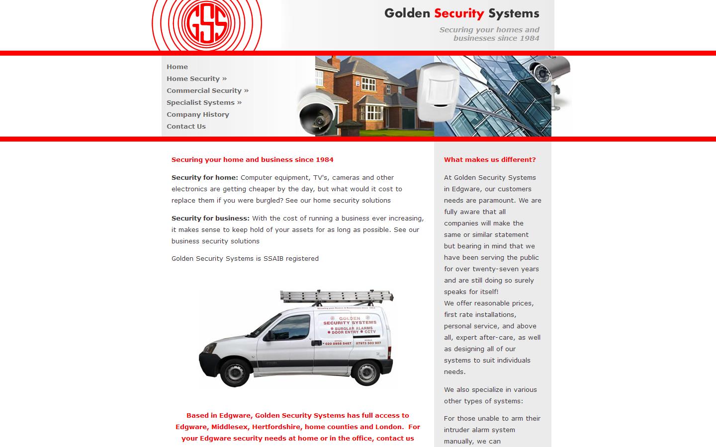 Golden Security Systems Website