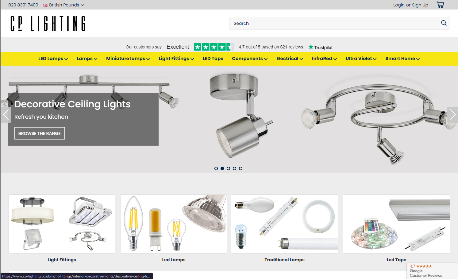 C P Lighting Ltd Website