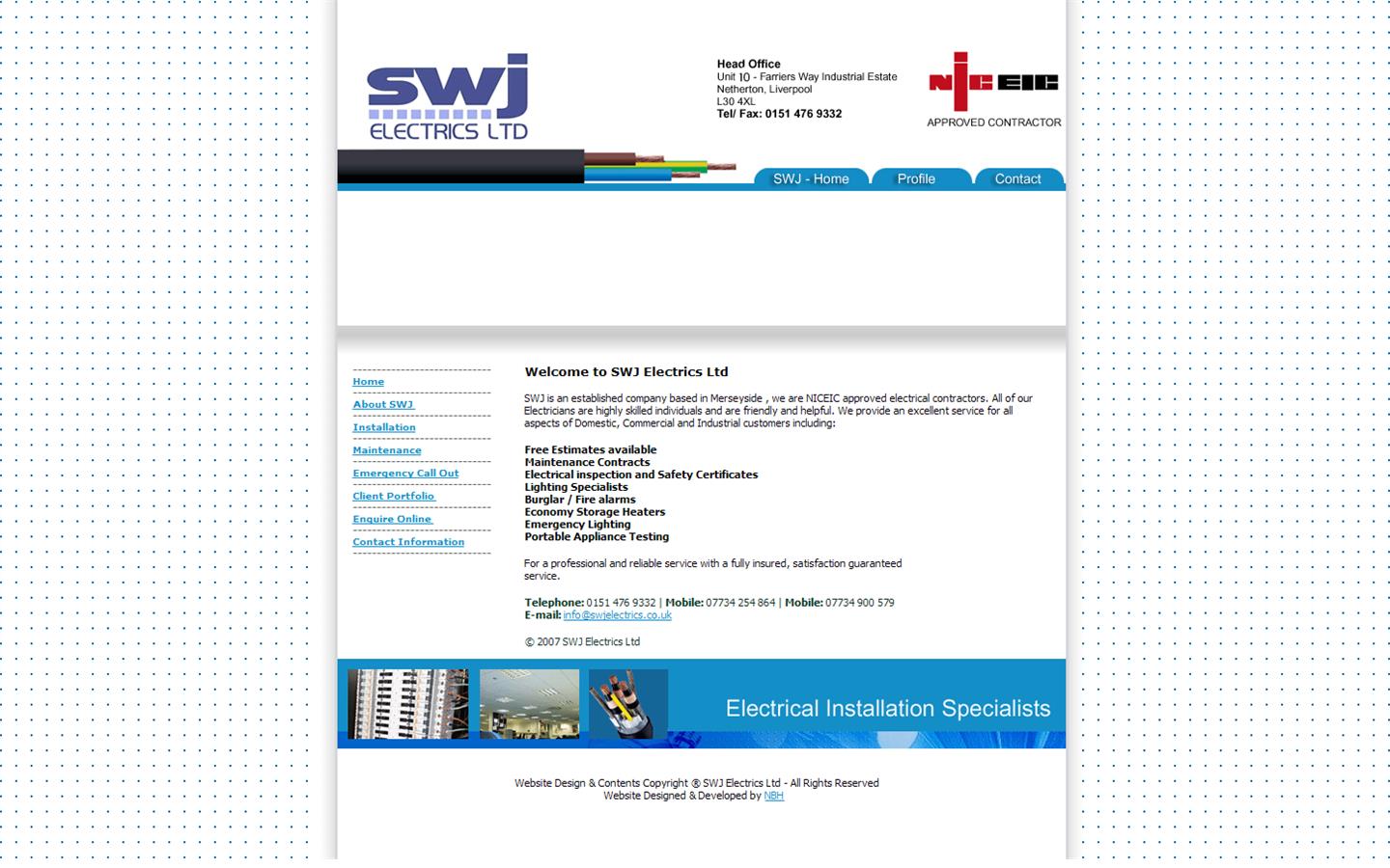 S W J Electrics Ltd Website