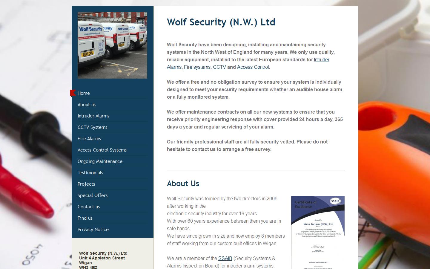 Wolf Security N W Ltd Website